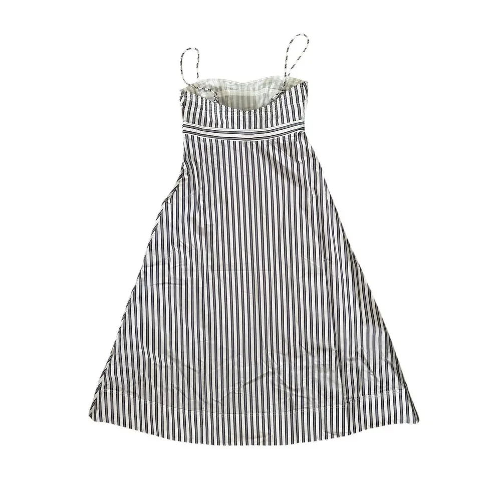 J.Crew Minimalist Empire Waist Dress Striped Cotton Poplin Crushed Crimson 2